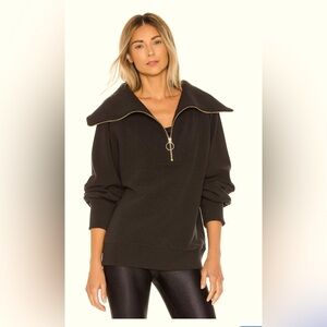 Varley Vine Pullover sweater/sweatshirt in Black with Gold Zipper I size Small S